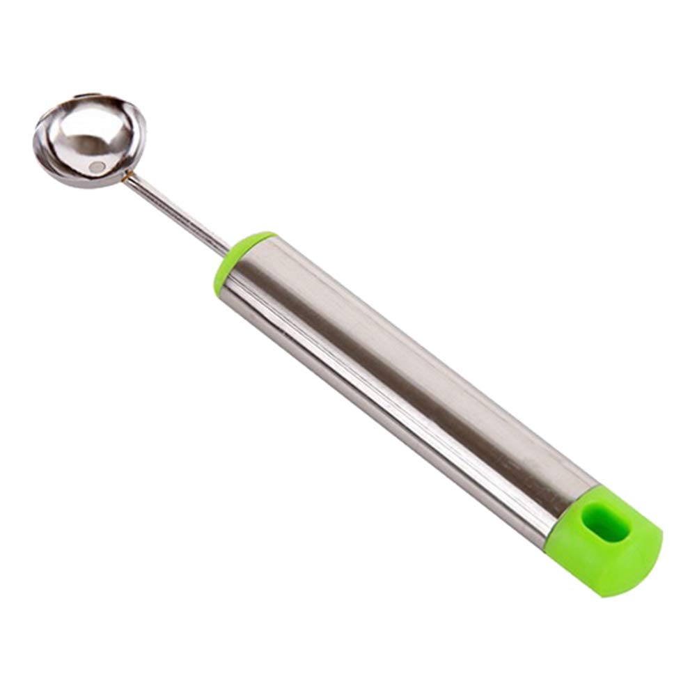 Austinstore Cream/Green Stainless Steel Fruit Melon Ball Maker Scoop Ice Spoon Kitchen Gadget Tool