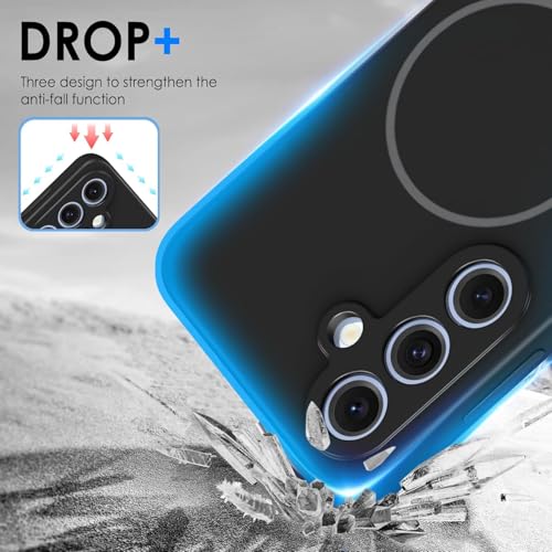Image of DIZORO Microfiber Candy Case Compatible for Samsung S25 Fe 5g Magnetic Silicone Case, Compatible with MagSafe Shockproof, Slim, Anti-Scratch Soft Non-Slip Body Protective Back Cover(Black)