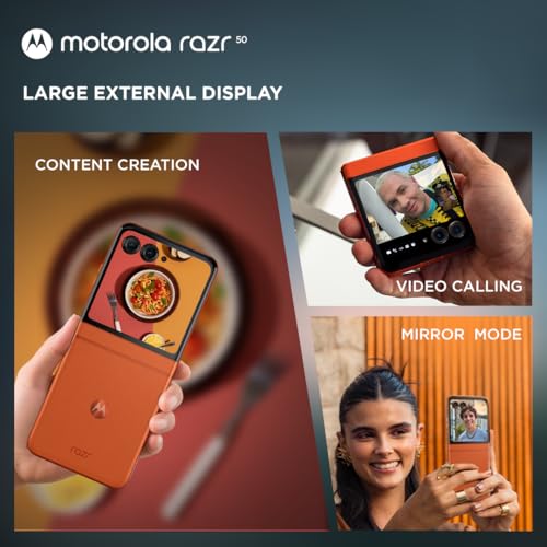 Image of Motorola razr 50 (Spritz Orange, 8GB RAM, 256GB Storage) | 3.6 inch External AMOLED Display | 6.9 inch AMOLED 120Hz Display | 32MP Selfie Camera
