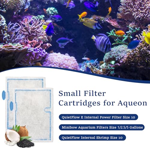 Small Aquarium Filter Cartridges Compatible with Aqueon Filter, Carbon Fish Tank Filters for Aqueon QuietFlow E Internal Power Filter 10 and 1/2.5/5 Gallon Minibow Aquarium Filters -Small (8 Pack)