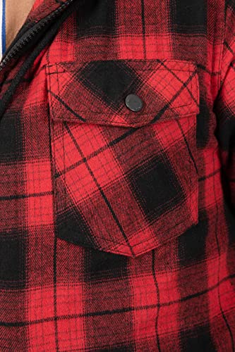 Image of ZENTHACE Mens Sherpa Lined Flannel Shirt Jacket with Hood,Full Zip