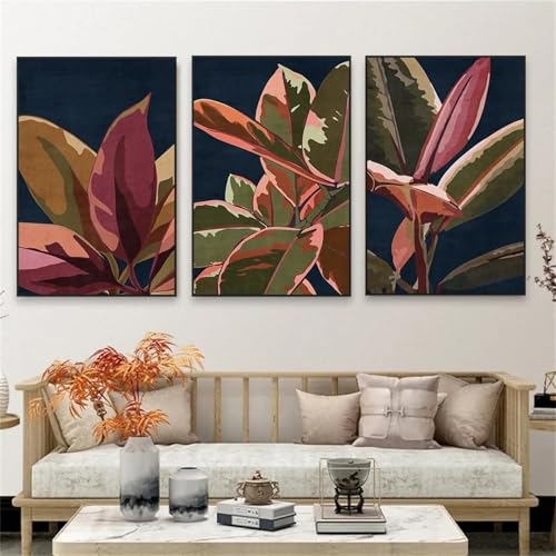 Affiche de feuille de bananier tropical vintage, triptyque 60x80cm encadré - 2