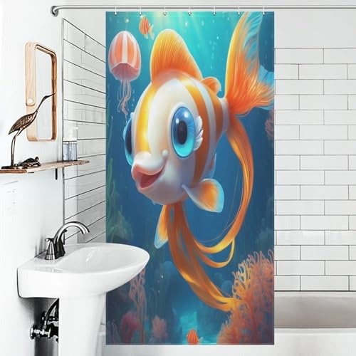 Rideau de douche poisson lavable pour stopper les éclaboussures d'eau - 6
