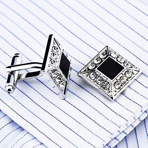 Daesar Koperen Manchetknopen voor Mannen Manchetknopen voor Brother Vierkante Manchetknopen Zilver Zwart - Image 3