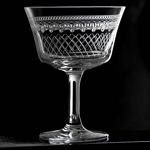Urban Bar Champagne Glass Coupe Fizz 1910, Cocktail Saucer, Lead Free Crystal with Vintage Etching 20cl Model No UB800-2