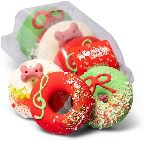 Yappy Woofmas Domuttz โ Christmas Dog Treats Gift Box, 3 x 70g Festive Doggy Donuts โ Dog Advent Calendar Alternative, Dog Christmas Stocking Stuffer, for Dogs By The Barking Bakery