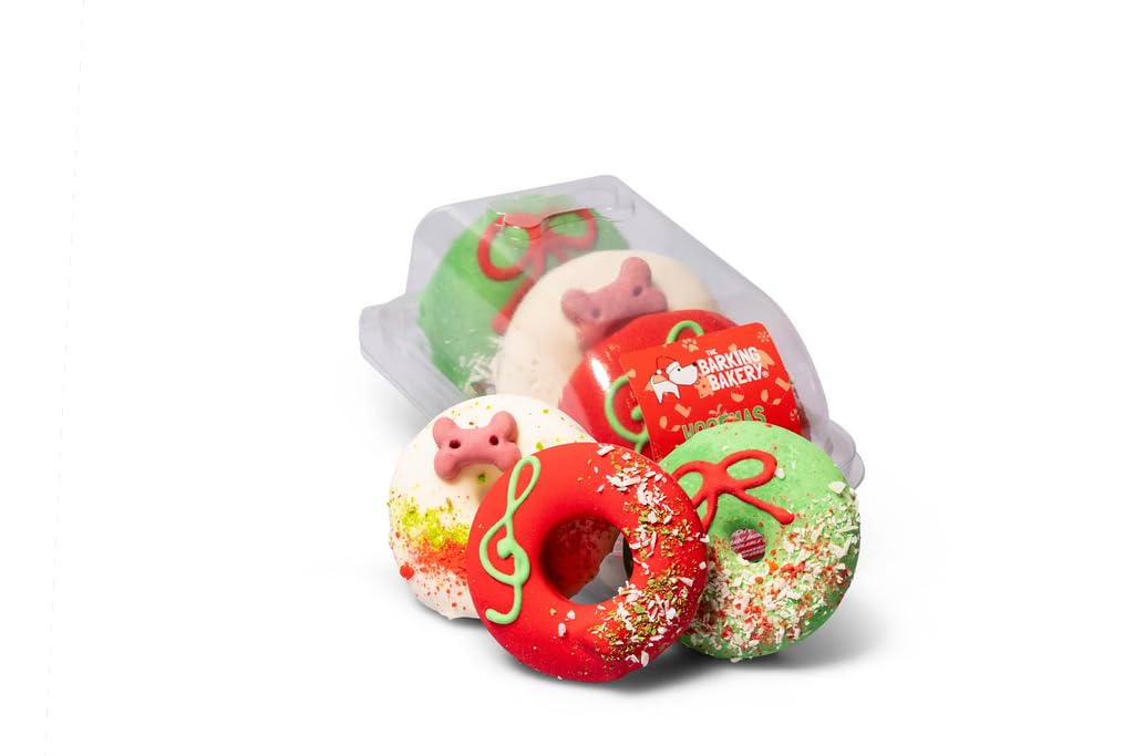 Yappy Woofmas Domuttz – Christmas Dog Treats Gift Box, 3 x 70g Festive Doggy Donuts – Dog Advent Calendar Alternative, Dog Christmas Stocking Stuffer, for Dogs By The Barking Bakery