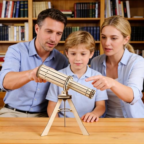 Kit de Experimentos Científicos,Telescopio De Madera Juguetes Educativos,Kit De Experimentos De Ciencia Astronómica - para Niños Niñas Estudiantes Biblioteca Escolar Preescolar - imagen 2