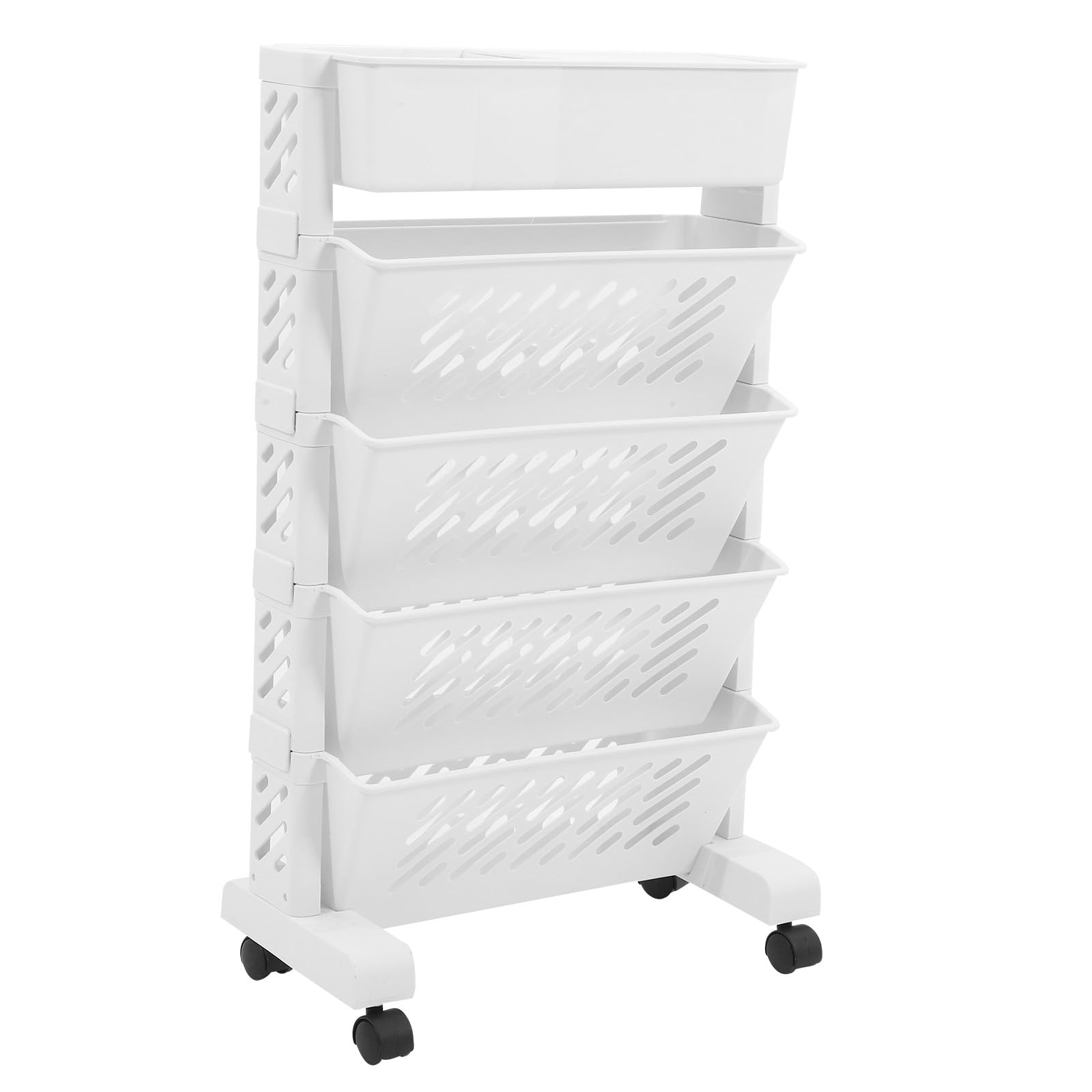 ABOOFAN Scaffale Portaoggetti Cucina Bianco in Plastico Multi-strato Ruote, Organizer Libri Grande Capacità di Carico per Casa e Ufficio