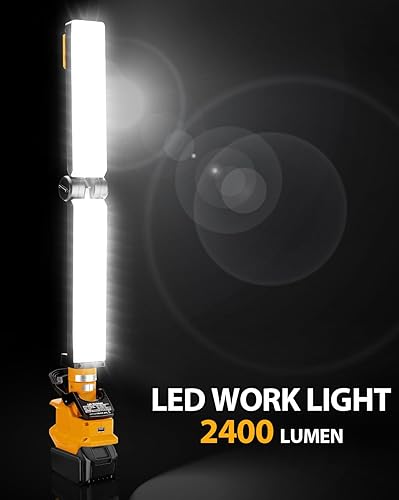 Miniatura 6 de DTEZTECH Luz de 20 V para batería de iones de litio Dewalt de 20 V, linterna de 30 W 2400 lúmenes con ganchos y clips de montaje integrados, luz de