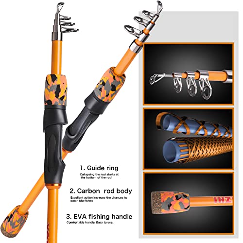 Sougayilang 1.5m Telescopic Fishing Rod and Reel Combo, Orange - Image 4