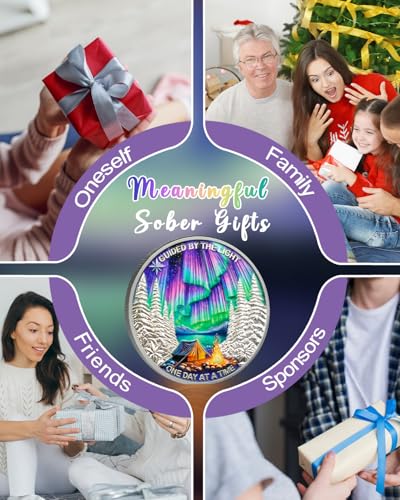 churyuml one day at a time 1 year sobriety coin - guided by the light sober chip one year aa coins recovery medallions alcoholics anonymous token sobriety gifts for women amp men celebrating milestones