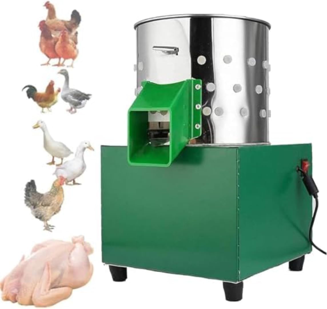 Máquina eléctrica para desplumar aves de corral, tambor de desplumado de acero inoxidable para pollos y patos, ideal para uso en patio trasero y en pequeñas explotaciones