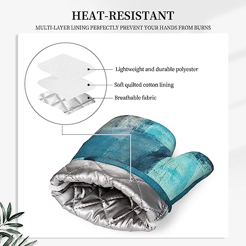 Mifsoiavv POTHOLDERS-2013.7.5-2 Modern Art Abstract Gery Turquoise Oven Mitts And Pot Holders Sets Silicone Turquoise Kitchen Mitts Potholders Heat Resistant 4Pcs Teal Oven Gloves Hot Pads thumb #3