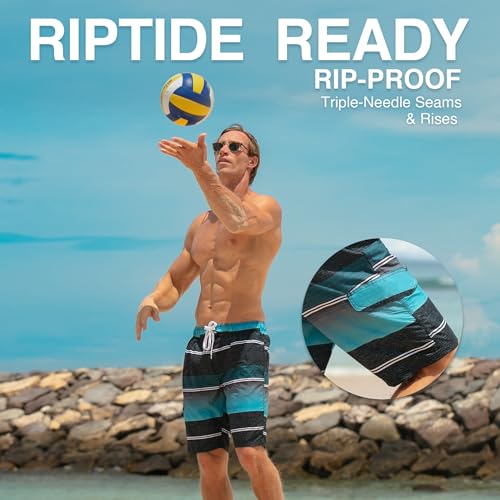 Image of Kanu Surf Men's Big Viper Extended Size Stripe Swim Trunk