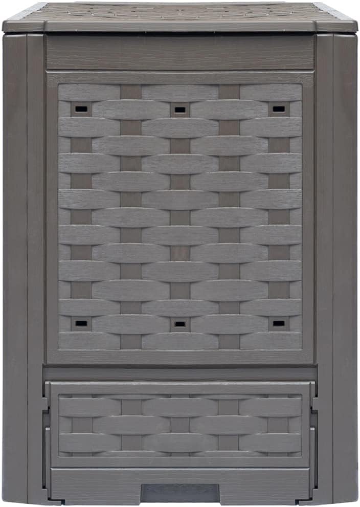 SKM Garden Composters 3 pcs Brown 23.6"x23.6"x32.7" 237.8 gal Plastic Rattan-89181026