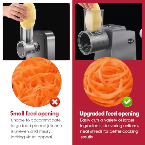 ULTAC Cheese Grater Electric, Electric Grater 250W for Block Cheese with 7 Different Blades, Electric Cheese Shredder, Electric Salad Maker with Cleaning Brush for Fruits, Vegetables by ULTAC - Image 8