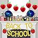 Partyprops Back To School Banner Gold Glitter -Back to School Party Decorations Supplies -First Day of School Banner | Honeycomb Tissue Paper Apple Hanging Decor -School Classroom Office Hanging Decor