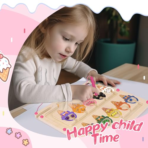 Wakeinsa ZPB-BOARD-002 Magnetic Color And Number Maze,Montessori Toy For 2-5 Years Old Girls,Wooden Magnet Balls Puzzles,Toddler Busy Board Game,Preschool Learning Activities,Christmas & Birthday Gift thumb #2