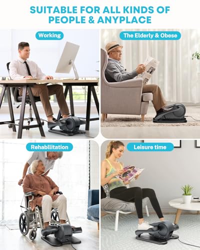 Gonex Under Desk Elliptical Machine Electric Seated Pedal Leg Exerciser Quiet Portable Fitness Exercise Equipment While Sitting with Remote for Seniors, 16 Adjustable Speeds Fully Assembled