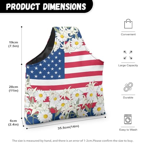 Image of KUIFORTI American Flag Yarn Bag Crochet Storage Bag Independence Day Yarn Bags for Crocheting on The Go Women Girls Anniversary Gifts for Crochet Accessories Size L