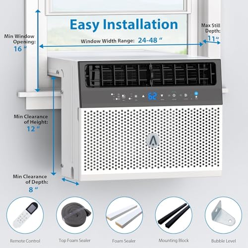 8,000 BTUs Window Air Conditioner, U-Shaped Adjustable Depth, Ultra Quiet, Window AC Unit with Washable Filter, Remote Control, Cools Up to 370 Sq. Ft., Quiet Operation, White by dainslef - Image 5