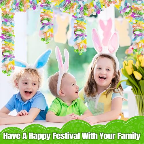 Image of 50FT Easter Tinsel Garland, Colorful Egg Tinsel Garland with Confetti, Twist Streamers for Tree Door Stairs Mantel Decoration, Hanging Oranment Party Supplies Outdoor Indoor Home Decor