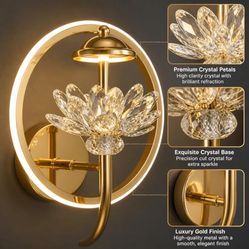 Image of blissbells Crystal Wall Light, LED Decorative Sconce (Lotus wall Sconce)