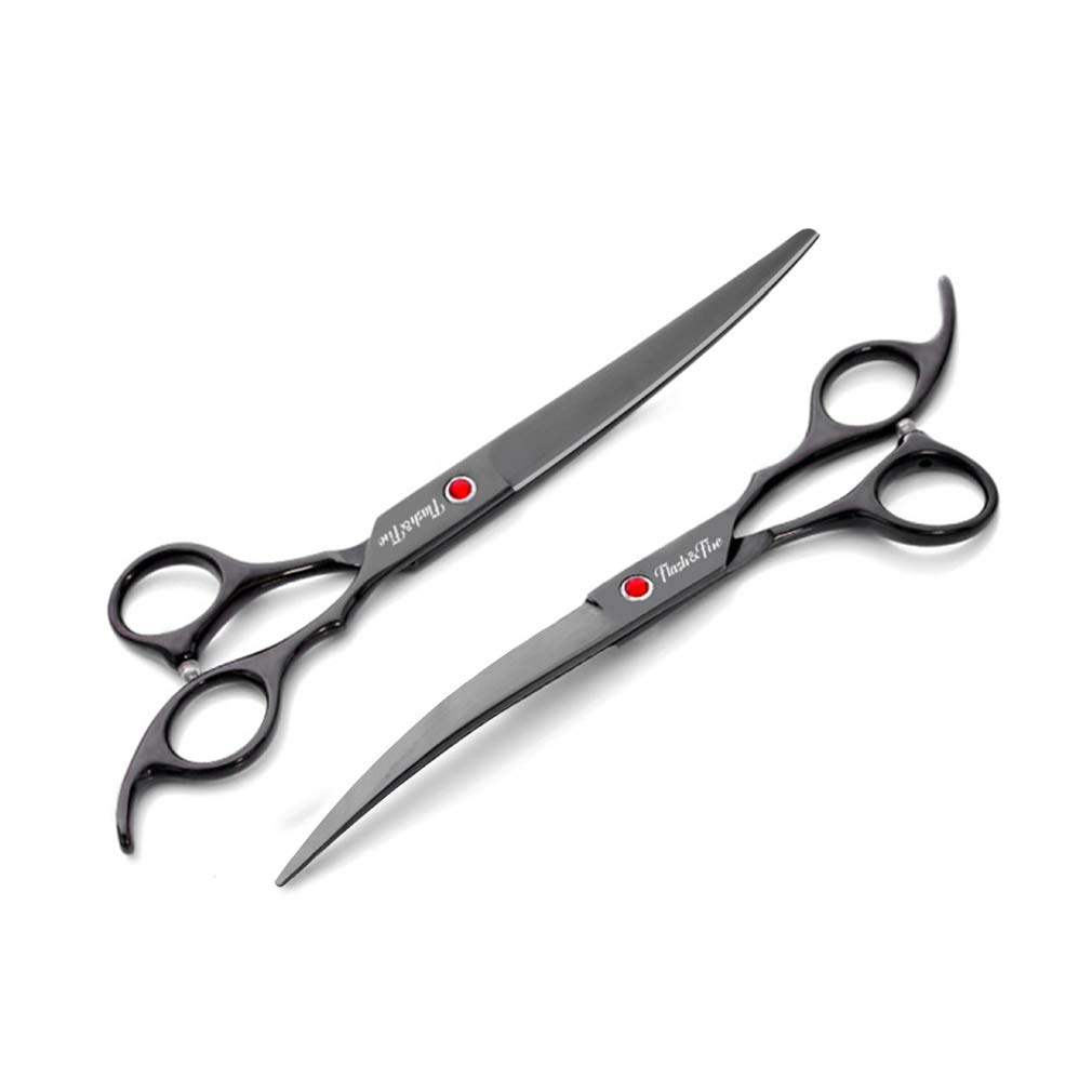 Kit forbici per toelettatura animali domestici da 7,0 pollici, forbici professionali per toelettatura cani da compagnia 5 pezzi, strumenti per taglio di capelli in acciaio inossidabile, per salone, ba