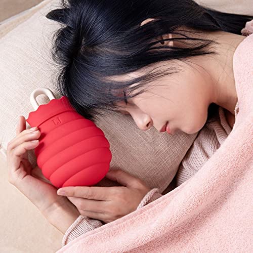 JINGYAN Bolsas de agua caliente 1 PC Bolsa de agua caliente silicona Microondas Vida invierno Gel Mano Botella calor Herramienta Calefacción Botellas gel sílice cubierta punto(Orange)
