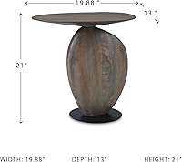 Vista 3 de Signature Design by Ashley Mesa decorativa industrial Cormmet con base de metal, marrón oscuro y negro