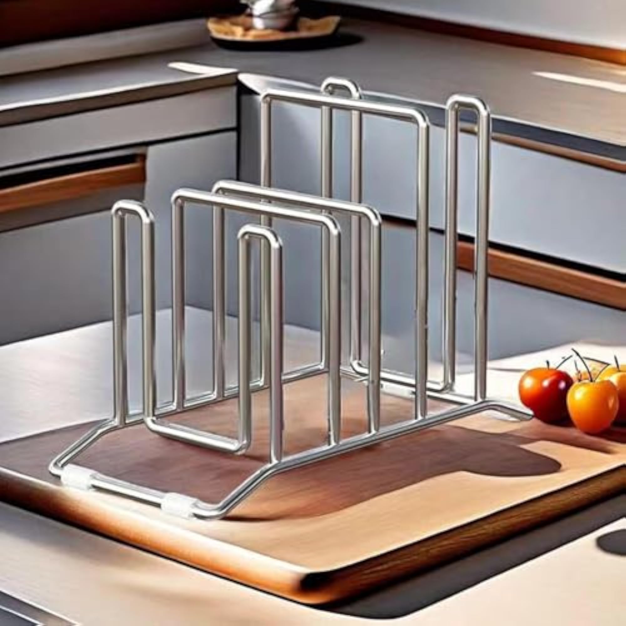 Cutting Board Storage Rack for Pot and Pan Lids
