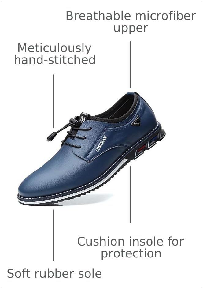 Image of COSIDRAM Mens Business Dress Shoes Casual Slip-on Comfort Walking Shoes | Practical elastic quick-lace design, sleek upper silhouette, easy to match jeans and trousers for business casual daily looks
