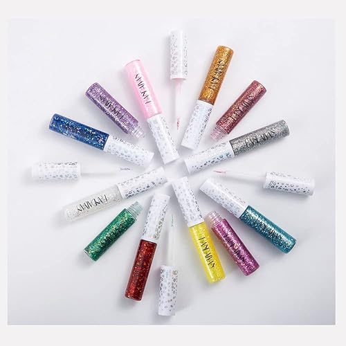 Miniatura 2 de Quxunzzz Sombra de ojos con purpurina líquida, delineador de ojos con purpurina líquida con brillo metálico, aspecto de ojos impermeable, de larga