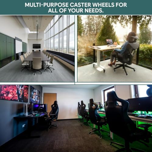 Image of Heavy Duty 3-Inch Rubber Casters for Chairs, 360 Rotating Silent Wheels for Office, Gaming & Furniture, Caster Wheels for Office Chair, (Pack of 5)