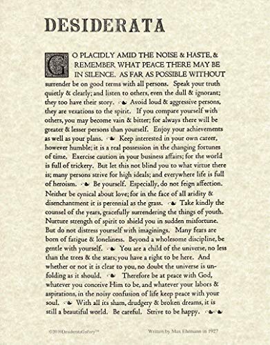 11x14 Motivational Poster Print Desiderata Poem by Max Ehrmann on