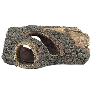 Uniclife Aquarium Large Betta Log Resin Hollow Tree Trunk Decor Artificial Wood Fish House Cave Bark Ornament with Hideout Holes for Shrimp Small Cichlid Lizard and Turtle in 10-70 Gallon Fish Tank