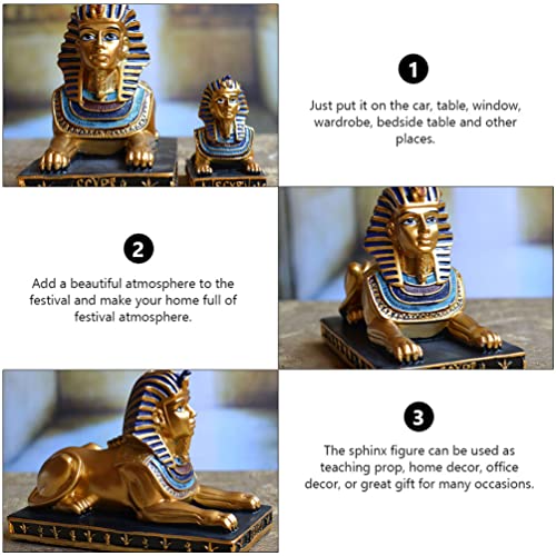 SEWACC Resin Egyptian Sphinx Ornament for Home Office Decor Vintage Desktop Sculpture Creative Festival Decoration for Weddings Birthdays Christmas - Image 3