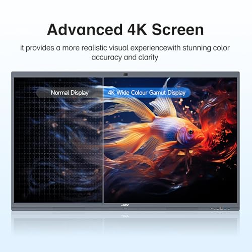 Image of JAV Smart Board 4K UHD Interactive Whiteboard with EDLA Certification Built-in Android OS for Classroom Office Home Digital Display 8+128 GB for Hybrid Work (75 Inch)