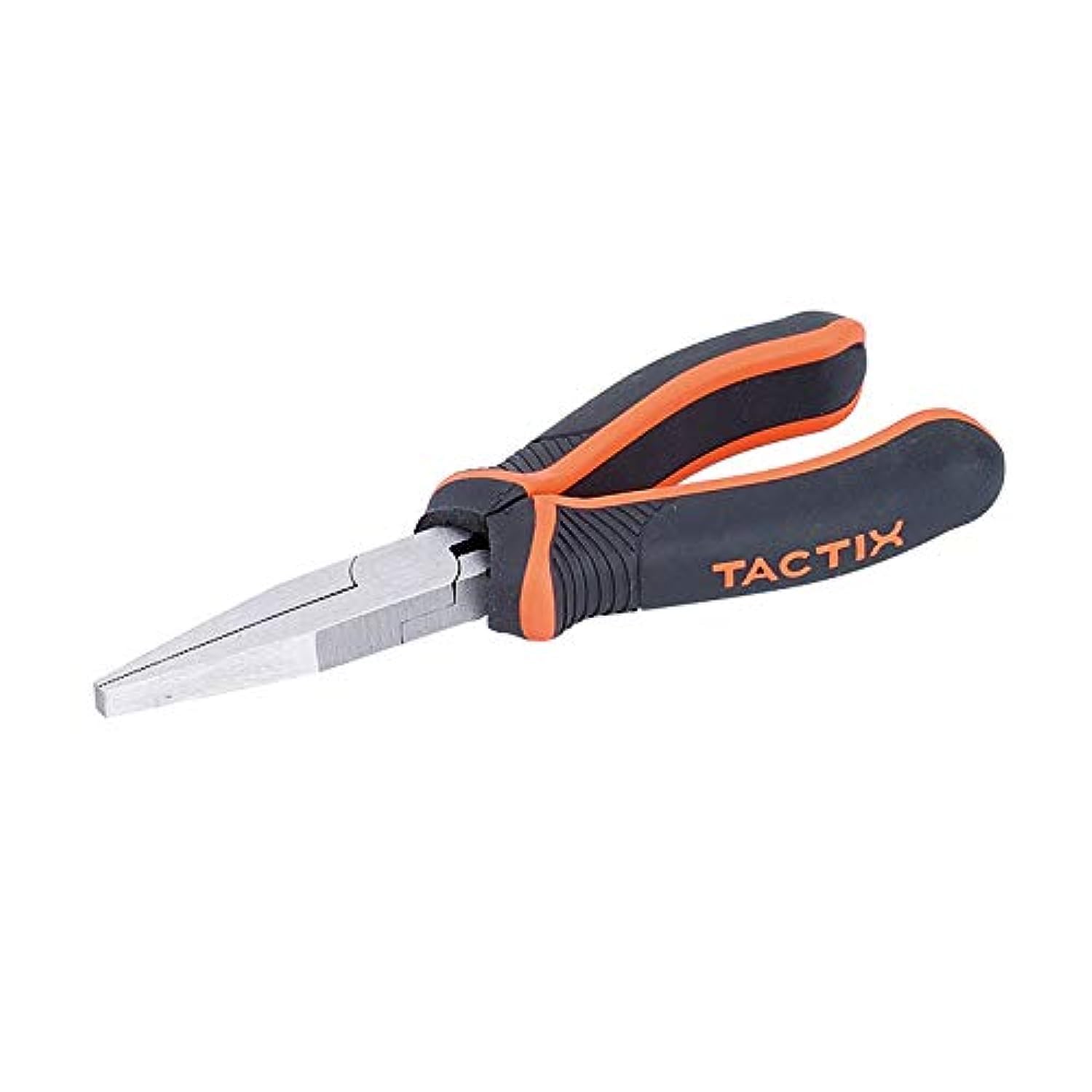 Tactix Flat Nose Pliers 160mm (6 Inches) Chrome-Vanadium Steel for Durability, Non-Slip Bi-Material Handle for Comfort and Precision Grip, Ideal for Electrical and Mechanical Works- 200015