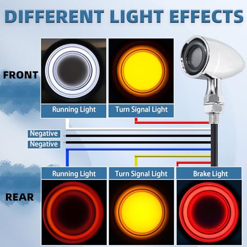 Image of Motorcycle Bullet Turn Signals LED Front Rear Lights 4 PCS, 40 LEDs Retro Switchback Running Turn Brake Light Blinkers Universal Fit Harley Chopper Bobber Sporsters Suzuki Honda -Chrome