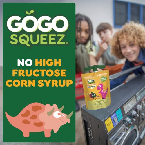 GoGo squeeZ No Sugar Added Jurassic Fruit & veggieZ Applesauce, 20 Count | Kids On The Go Fruit & Veggie Snack with Pear, Berry & Peach; 3.2 Oz Pouches, Gluten and Nut Free, Recloseable Cap, BPA-Free - image 5