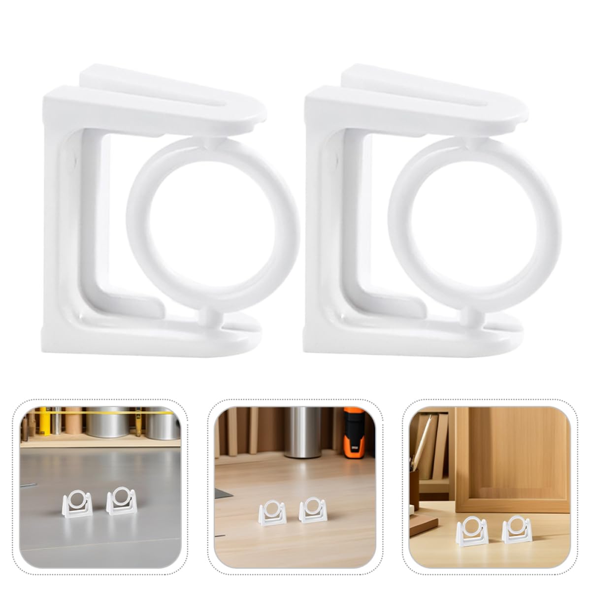 ULTECHNOVO 30pièces Supports de Tringle Auto-adhésifs Rotatifs pour Tringles à Rideaux Fixation Murale sans Perçage Crochets Plastique Blanc Lot