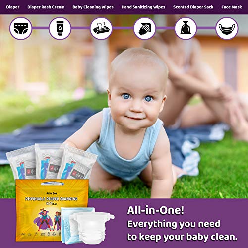 Disposable Diaper Changing Kit to Go | Contains 3 Individual Packs | Perfect for Travel | Portable Baby Changing Essentials (4) - Thumbnail 7