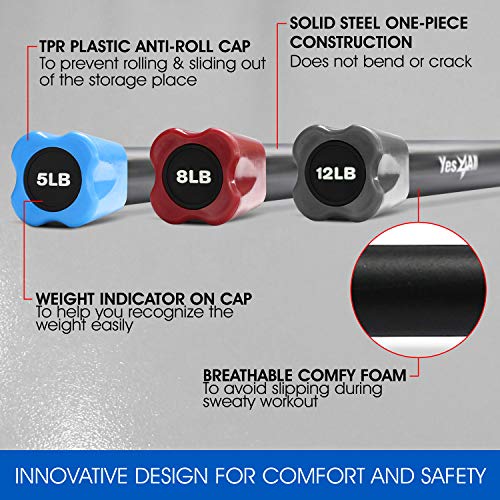 image for Yes4All Total Body Workout Weighted Pilates Bar, Body Bar For Exercise