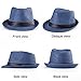 Navy Blue Straw Trilby Fedora Hat for Men 1920s Short Brim Panama Cap, 7 1/4