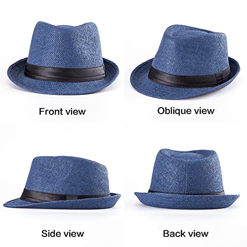 Image of LADYBRO Straw Trilby Fedora Hat for Men Women 1920s Wool Felt Panama 7 1 /4