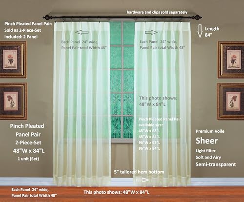 Image of Today's Curtain, Emelia Pinch Pleat Pair 48 inch W x 84 inch L Ecru, 2-Piece-Set