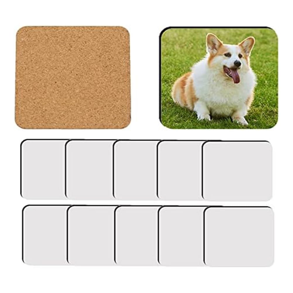 Yoiimiya White 12 Pcs Sublimation Square Coaster Blank Mdf Cork Coasters Blanks Bulk Mdf Diy Coasters