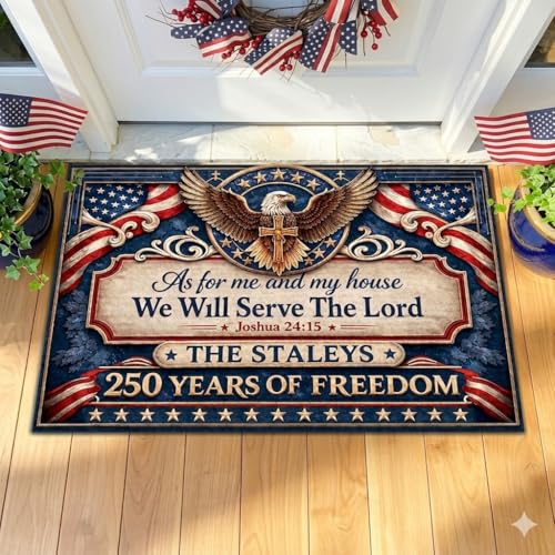 Giantbighands Custom Family Doormat U.S. 250th Anniversary Patriotic Entry Rug Personalized Name Door Mat Home Decor (S1)